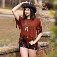 Load image into Gallery viewer, 10736 - Half Sleeve Top with Fringe

