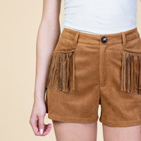 Load image into Gallery viewer, 10751 - Brown Suede Fringe Shorts
