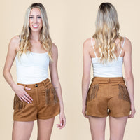Load image into Gallery viewer, 10751 - Brown Suede Fringe Shorts
