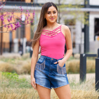 Load image into Gallery viewer, 10759 - Rhinestone Fringe Shorts
