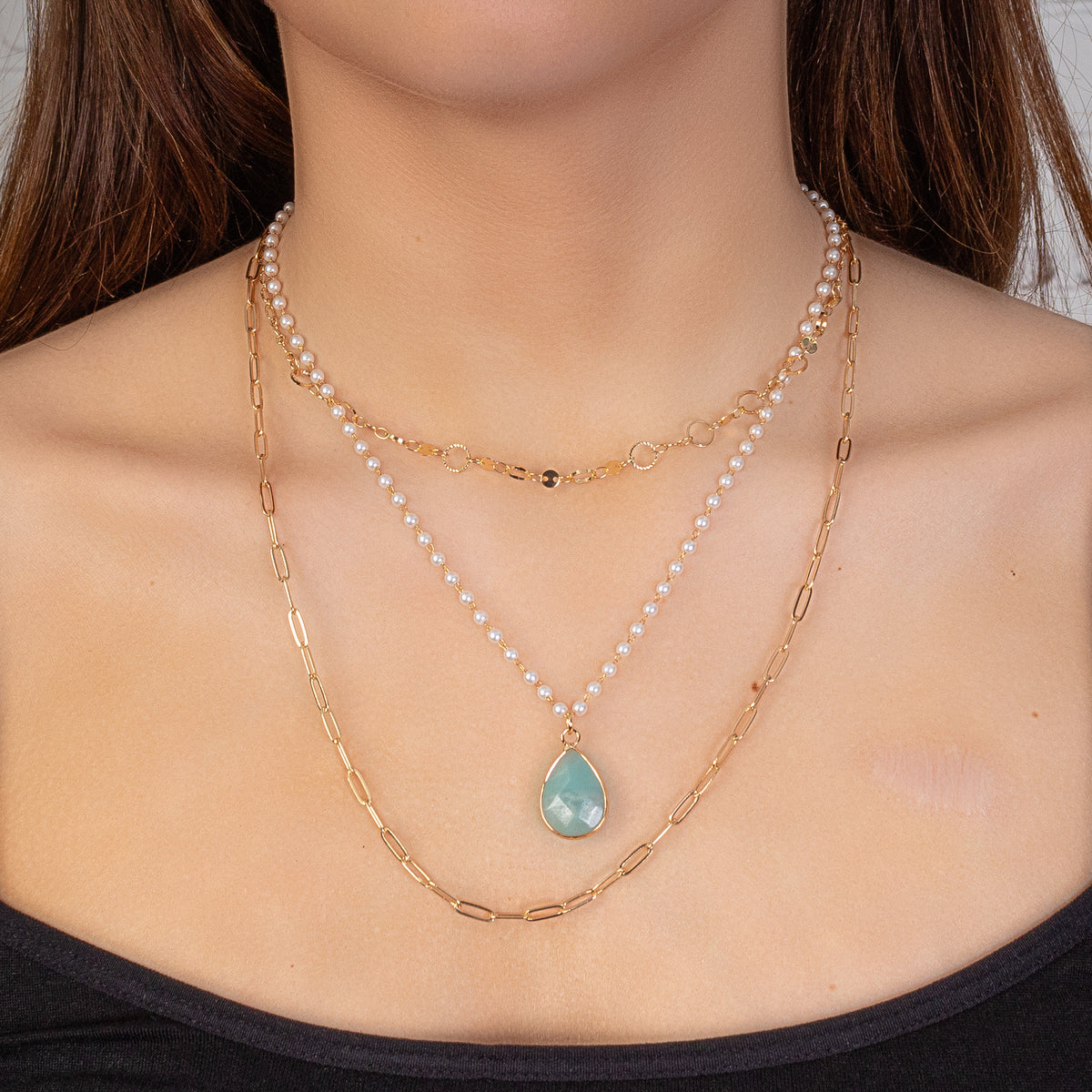 1117 - Dainty Teardrop Necklace - Turquoise