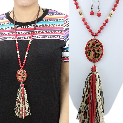 72285 - Cross Necklace - Red