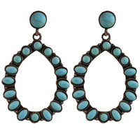 Load image into Gallery viewer, 73618 - Squash Blossom Earrings - Turquoise &amp; Copper
