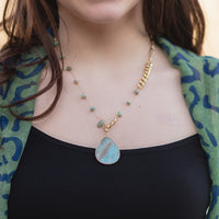 Load image into Gallery viewer, 1131 - Natural Stone Teardrop Necklace - Turquoise
