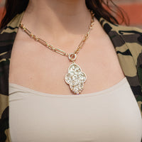 Load image into Gallery viewer, 1141 - Glitter Pendant Necklace - Gold
