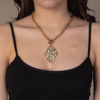 Load image into Gallery viewer, 1141 - Glitter Pendant Necklace - Gold
