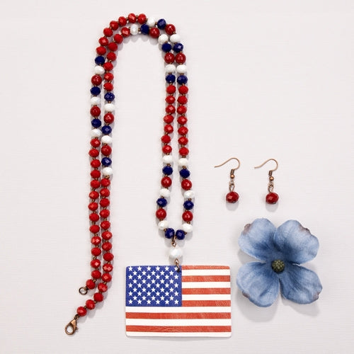 72439 - USA Flag Necklace - Fashion Jewelry Wholesale