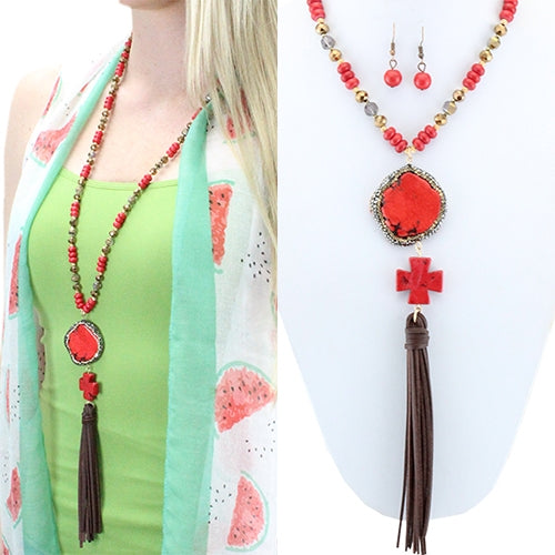 72378 - Squash Blossom Necklaces - Red