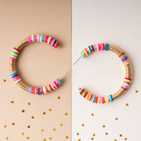 Load image into Gallery viewer, 1301 - Beaded Hoop Earrings - Multi
