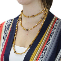 Load image into Gallery viewer, 72503 - Beaded Necklace with Leopard Beads - 22-Gold Jade
