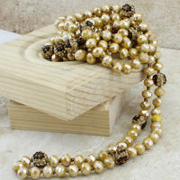 Load image into Gallery viewer, 72503 - Beaded Necklace with Leopard Beads - 22-Gold Jade
