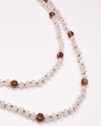 Load image into Gallery viewer, 72503 - Beaded Necklace with Leopard Beads - 33-White Jade AB
