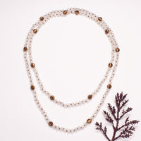 Load image into Gallery viewer, 72503 - Beaded Necklace with Leopard Beads - 33-White Jade AB
