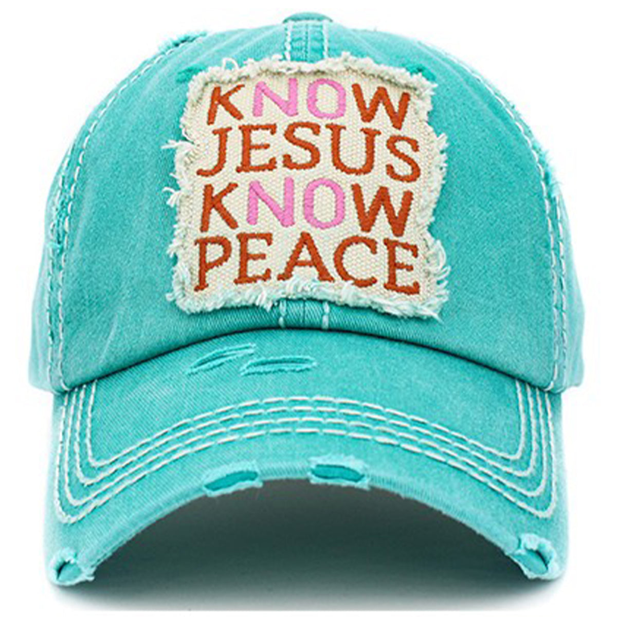 1402 - Know Jesus Know Peace Hat - Turquoise