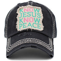 Load image into Gallery viewer, 1402 - Know Jesus Know Peace Hat - Black
