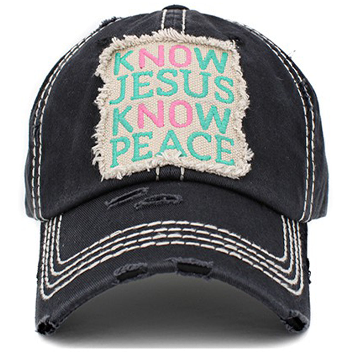 1402 - Know Jesus Know Peace Hat - Black