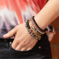 Load image into Gallery viewer, 1406 - Stacked Crystal Beaded Bracelets - Black
