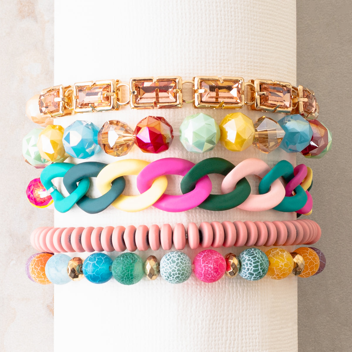1407 - Stacked Bracelets - Multi - Fashion Jewelry Wholesale