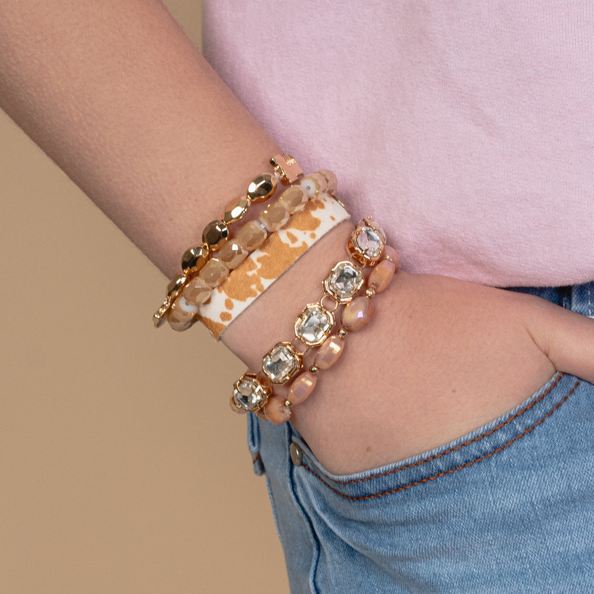 1408 - Stacked Bracelets - Beige