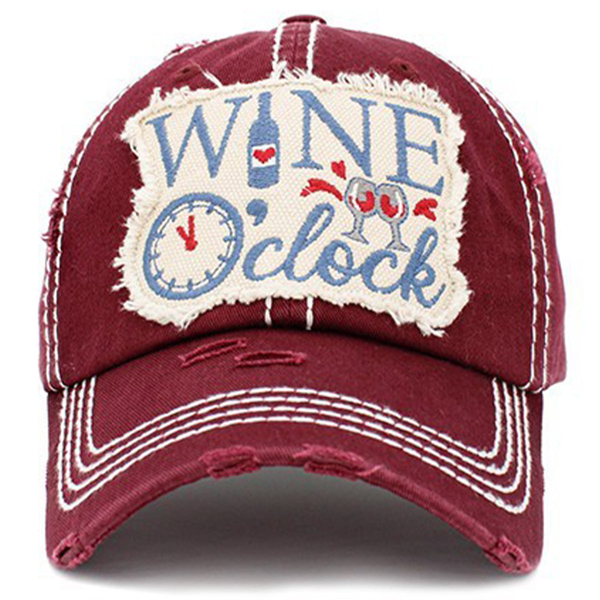 1408 - Wine O'clock Hat - Maroon