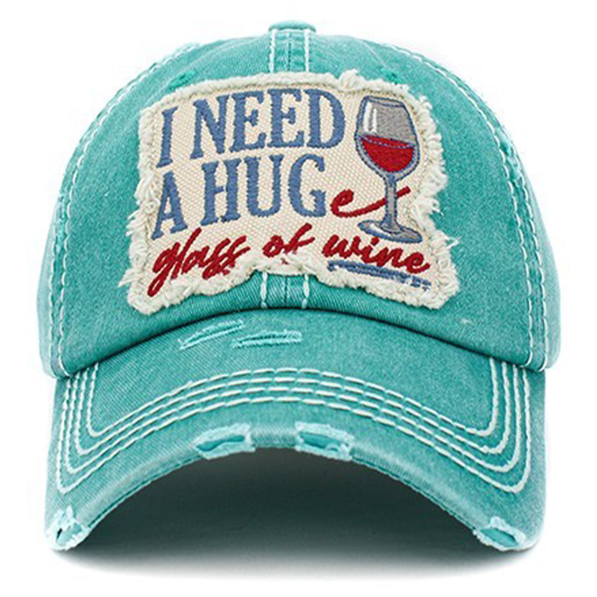 1409 - I Need a HUGe Glass of Wine Hat - Turquoise