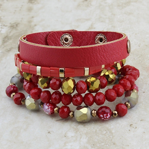 74682 - Stacked Bracelet - Red