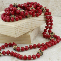 Load image into Gallery viewer, 72503 - Beaded Necklace with Leopard Beads - 5-Red
