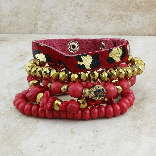 74677 - Stacked Bracelet - Red