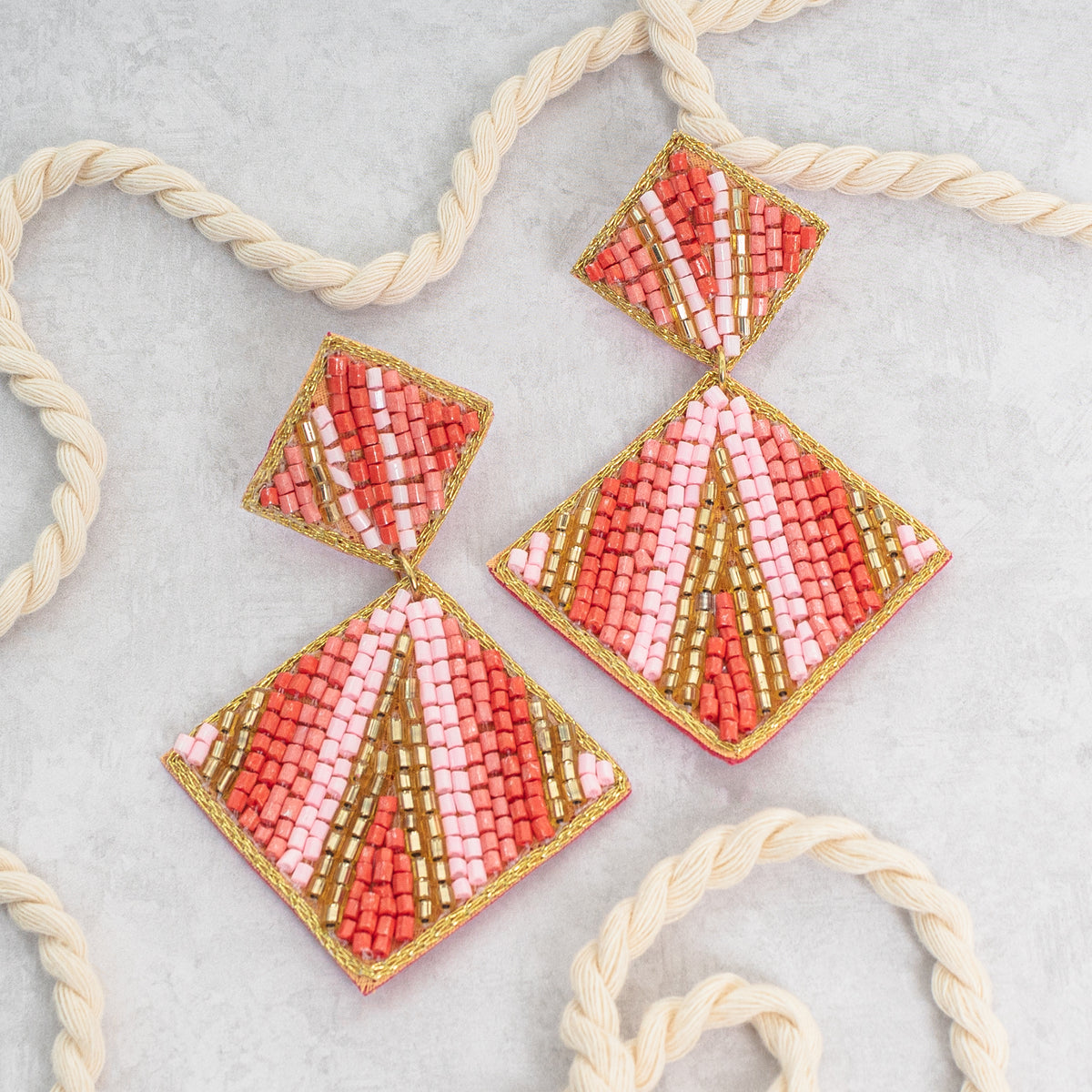 1518 - Beaded Earrings - Peach