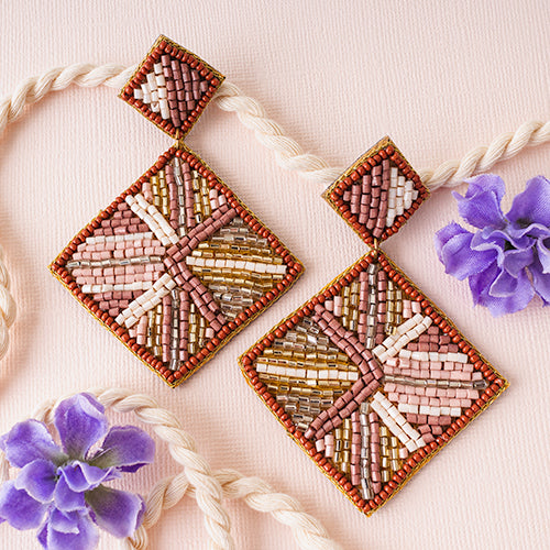 1530 - Beaded Earrings - Brown