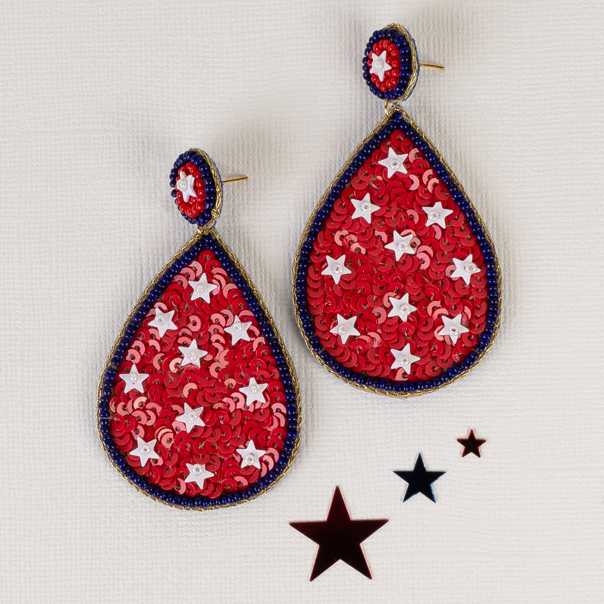 1539 - Fourth of July Earrings - Red, White, & Blue