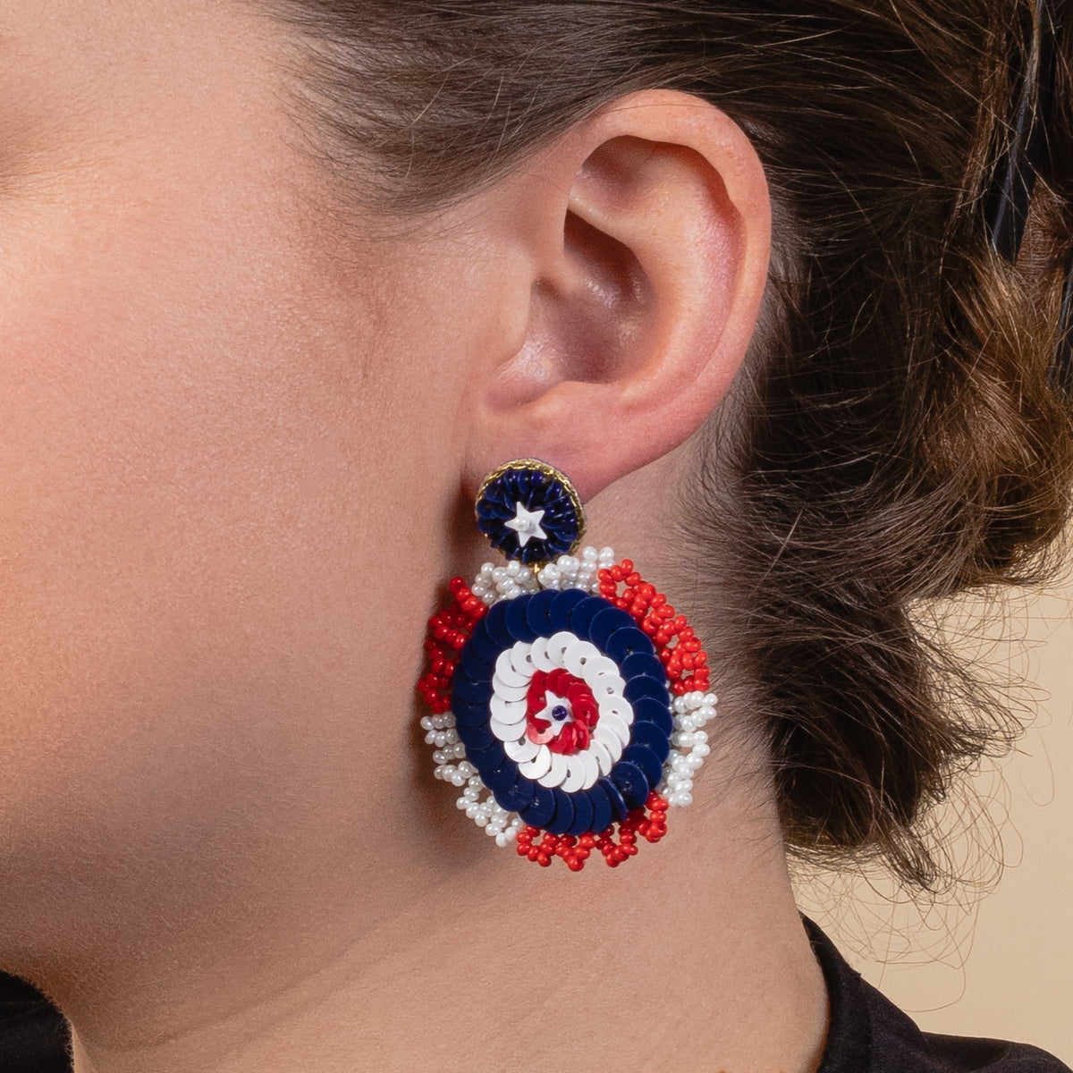 1543 - Fourth of July Earrings - Red, White, & Blue