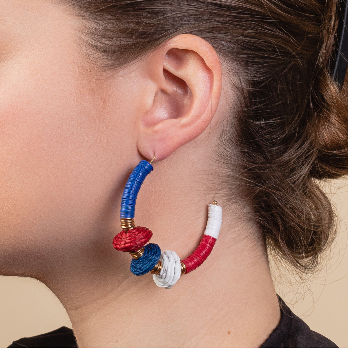 1545 - Fourth of July Hoop Earrings - Red, White, & Blue