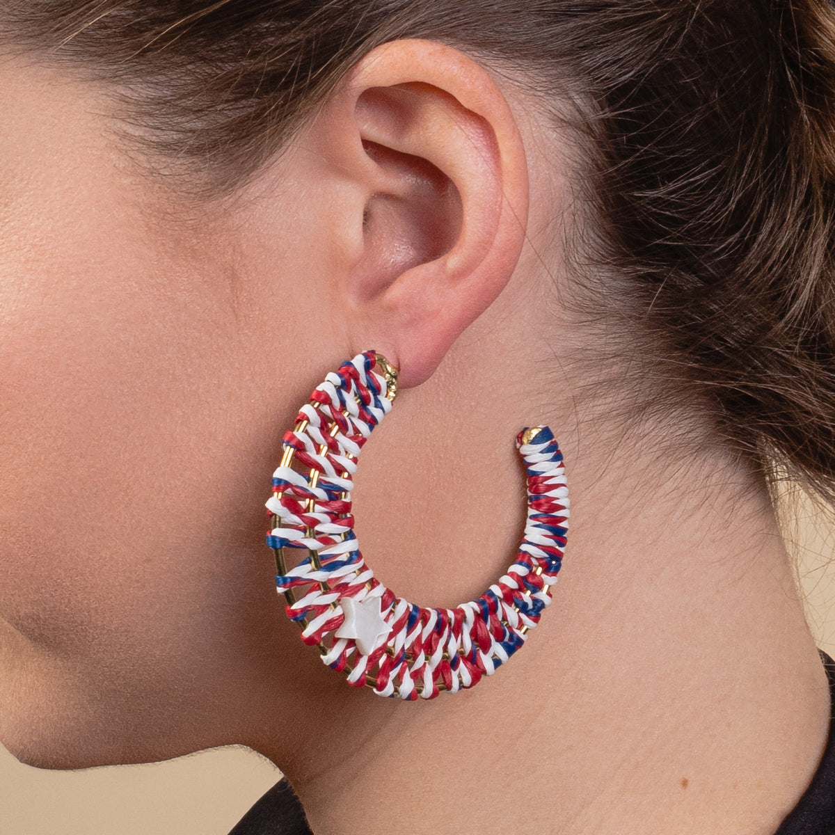 1547 - Fourth of July Hoop Earrings - Red, White, & Blue