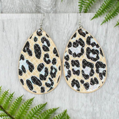 73886 - Leopard Earrings Grey - Beige