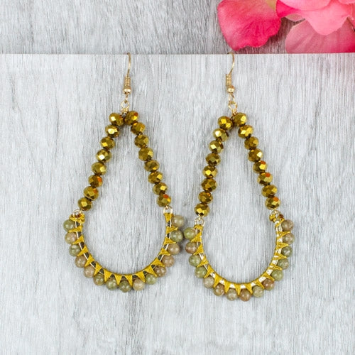 73883 - Crystal Earrings - Gold - Fashion Jewelry Wholesale