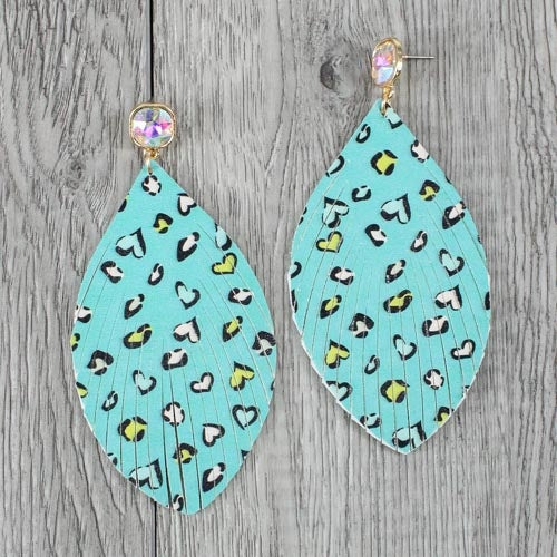 73906 - Leopard Earrings - Turquoise