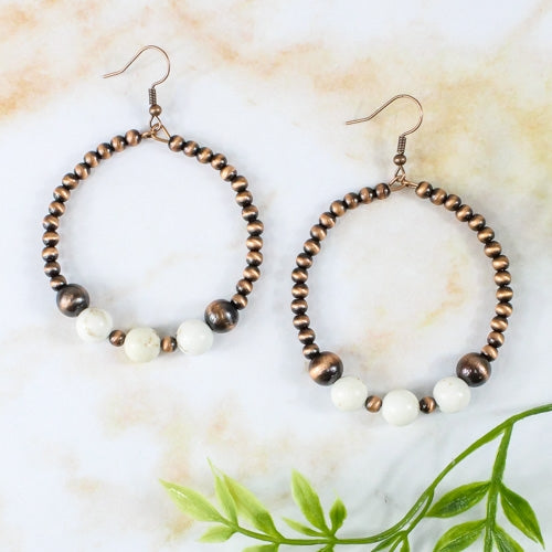 73918 - Turquoise Earrings - White Turquoise Copper