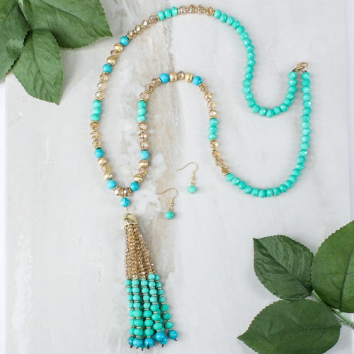 72656 - Crystal Tassel Necklace