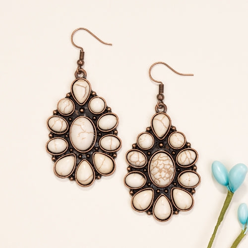 73916 - Turquoise Earrings - White Turquoise Copper