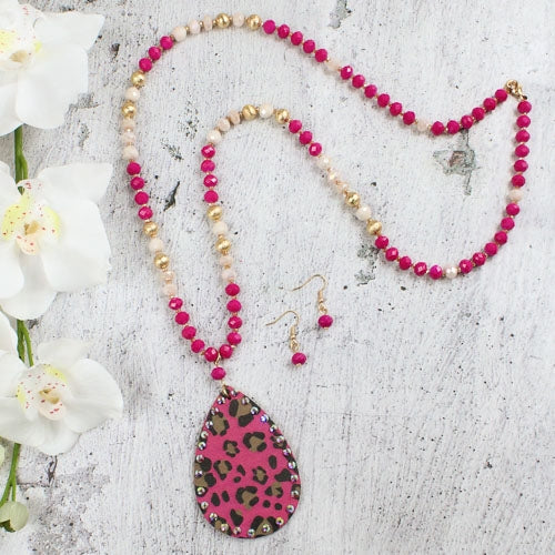 72664 - Leopard Beaded Necklace - Fashion Jewelry Wholesale