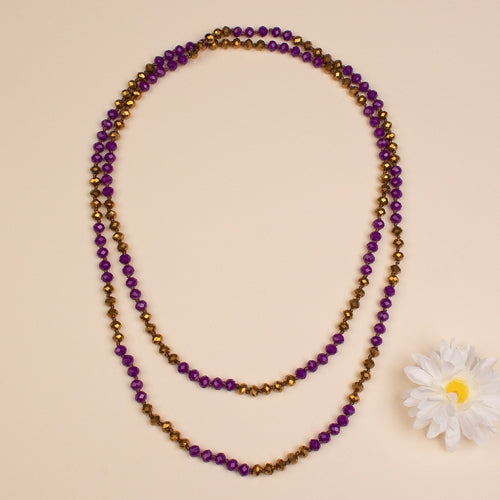 72028-74 - Beaded Necklace - Gold Purple