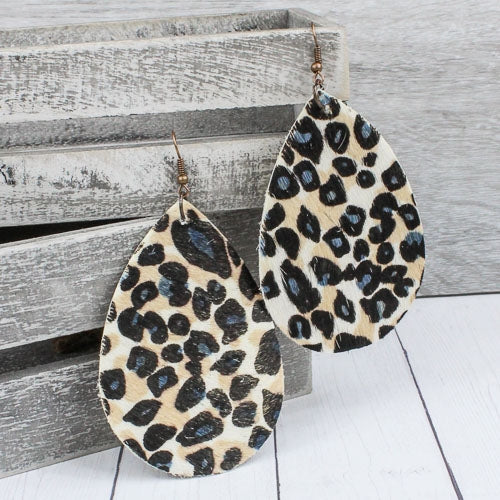 73960 - Tear Drop Faux Hide Earrings