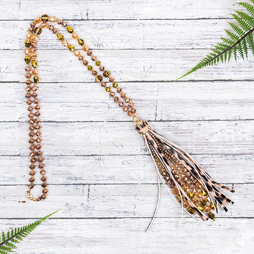 72660 - Leopard Tassel Necklace - Rose Gold