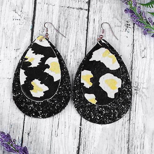 73969 - Layered Glitter Earrings - Black