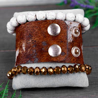 Load image into Gallery viewer, 74704 - Turquoise Flower Stacked Bracelets
