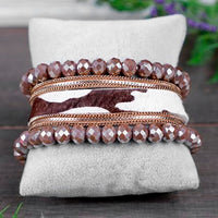 Load image into Gallery viewer, 74699 - Animal Hide Stacked Bracelets - Brown
