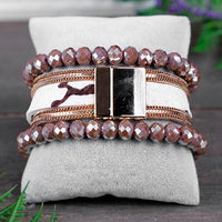 Load image into Gallery viewer, 74699 - Animal Hide Stacked Bracelets - Brown

