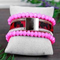 Load image into Gallery viewer, 74699 - Animal Hide Stacked Bracelets - Fuchsia
