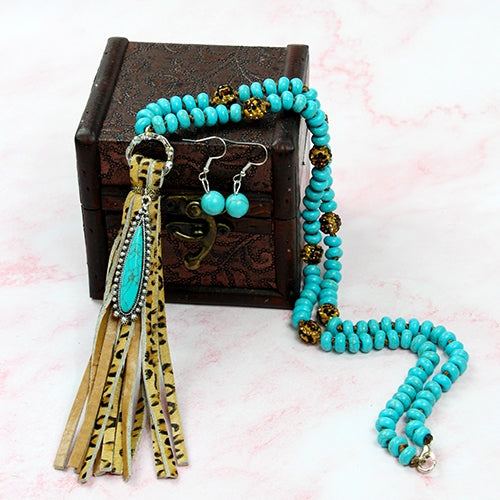 72692 - Turquoise and Tassels Necklace